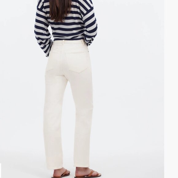 Madewell The '90s Straight Jean - Size 24 Tall - White Stretch High Rise Jeans - Picture 5 of 14